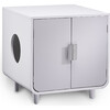 Dyad Mid Century Wooden Cat Litter Box Cabinet and Side Table, Alpine White - Pet Crates & Kennels - 1 - thumbnail