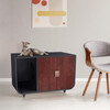  Dyad Large Mid Century Wooden Cat Litter Box Cabinet and Side Table, Mocha Walnut - Pet Crates & Kennels - 2