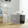 Dyad Large Mid Century Wooden Cat Litter Box Cabinet and Side Table, White - Pet Crates & Kennels - 4