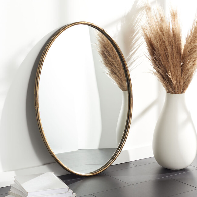 Jebediah Oval Metal Mirror, Gold - Mirrors - 2