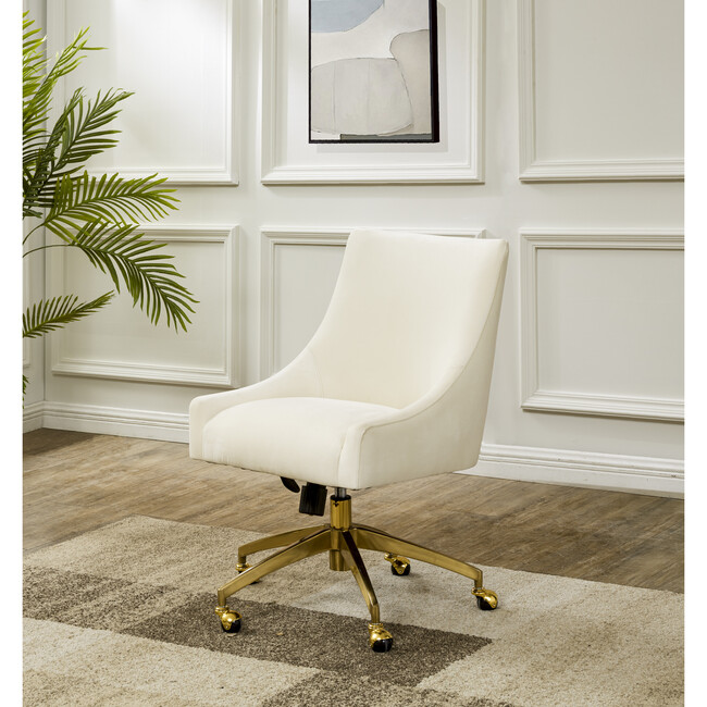 Jakob Adjustable Swivel Desk Chair, Cream - Desk Chairs - 2