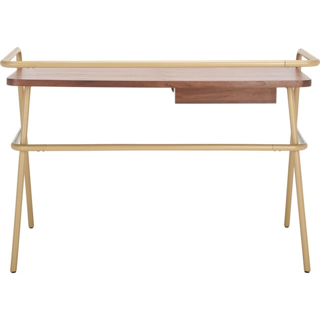 Regis Metal And Wood Desk, Natural - Desks - 4