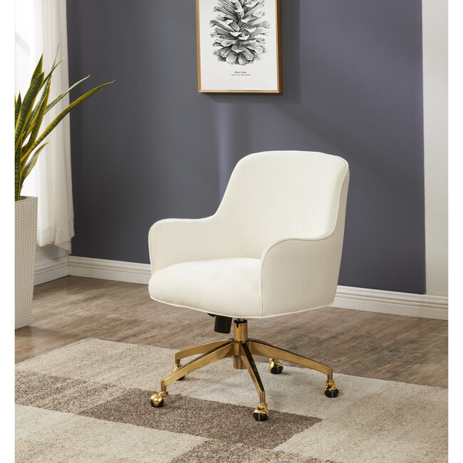 Kierstin Adjustable Swivel Desk Chair, Cream