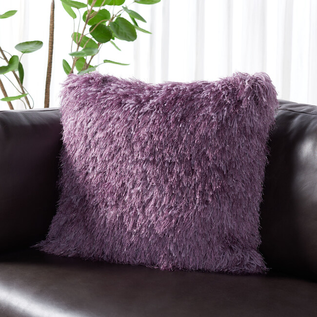 Shag Modish Metallic Pillow, Purple - Decorative Pillows - 2