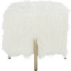 Momina Faux Fur Square Ottoman, White - Ottomans - 1 - thumbnail