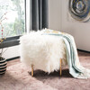 Momina Faux Fur Square Ottoman, White - Ottomans - 2