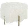 Momina Faux Fur Square Ottoman, White - Ottomans - 3