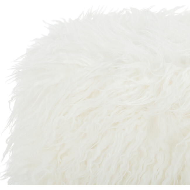 Momina Faux Fur Square Ottoman, White - Ottomans - 4