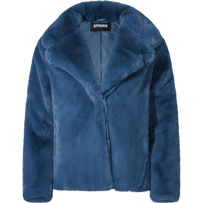 Women's Milly Faux Fur Jacket, Stone Blue - Coats - 1