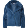 Women's Milly Faux Fur Jacket, Stone Blue - Coats - 1 - thumbnail