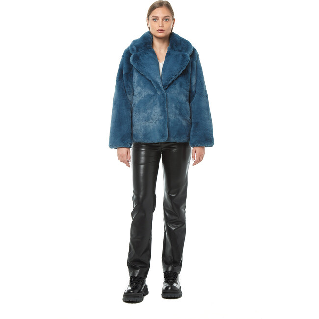 Women's Milly Faux Fur Jacket, Stone Blue - Coats - 2