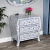 Trubadur Bone Inlay 3-Drawer Chest, Blue/White - Dressers - 2
