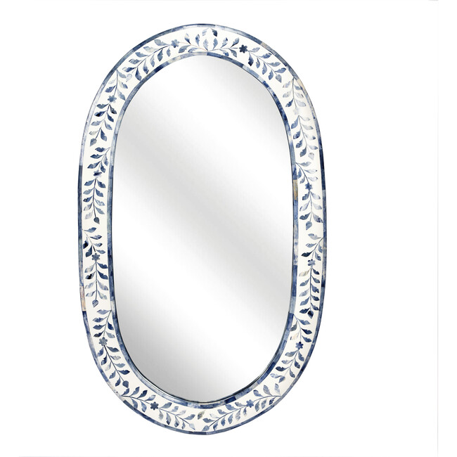 Trubadur Bone Inlay Mirror, Blue/White