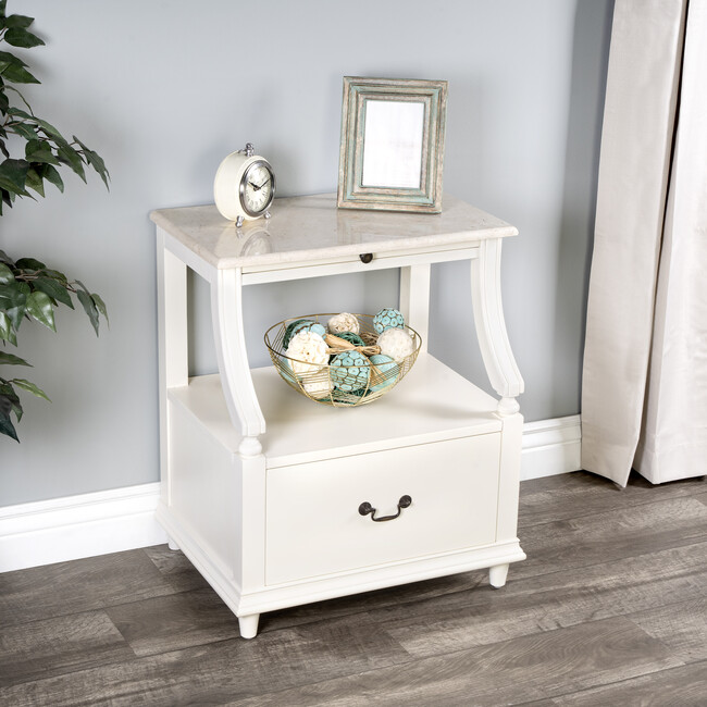 Danielle Marble Nightstand, White - Nightstands - 2