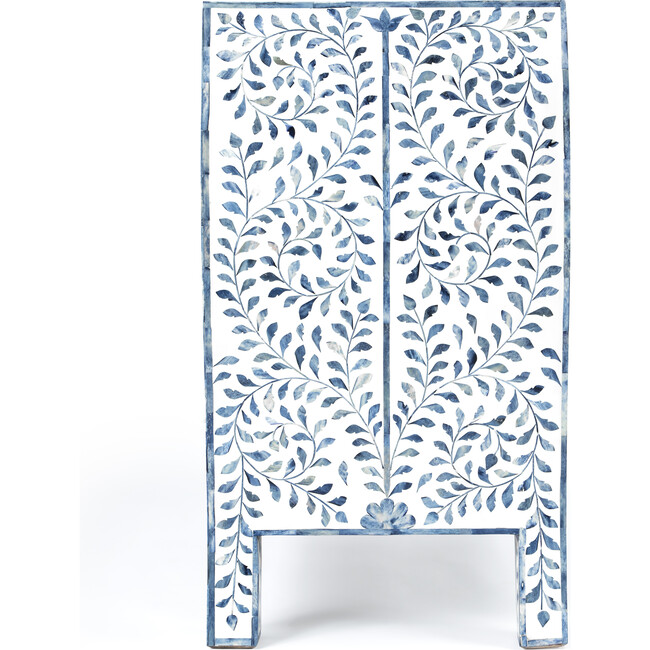 Trubadur Bone Inlay 3-Drawer Chest, Blue/White - Dressers - 6
