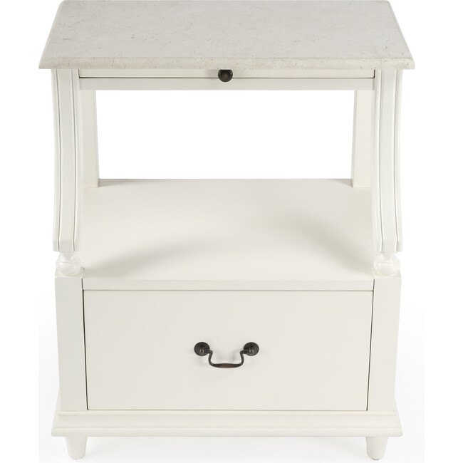 Danielle Marble Nightstand, White - Nightstands - 4