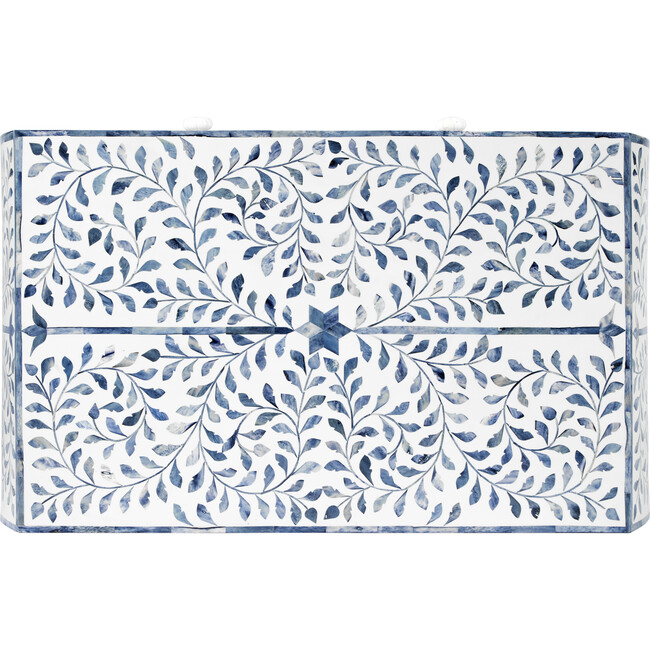 Trubadur Bone Inlay 3-Drawer Chest, Blue/White - Dressers - 8