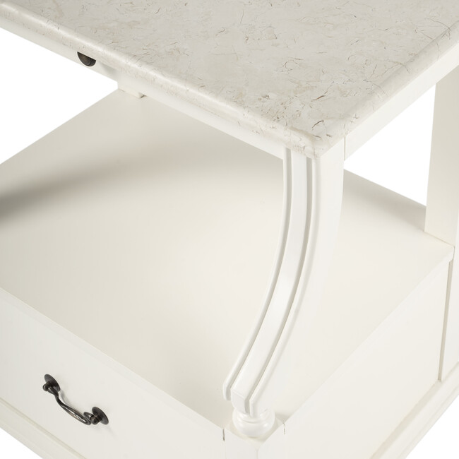 Danielle Marble Nightstand, White - Nightstands - 8