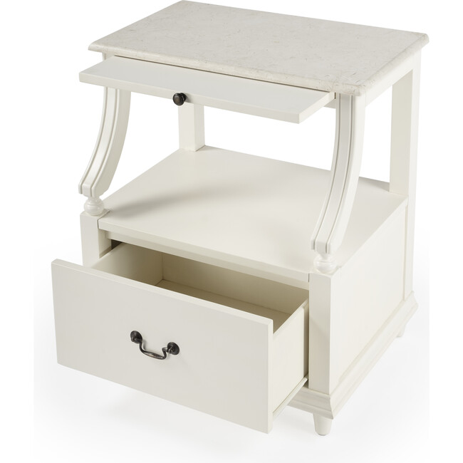 Danielle Marble Nightstand, White - Nightstands - 10