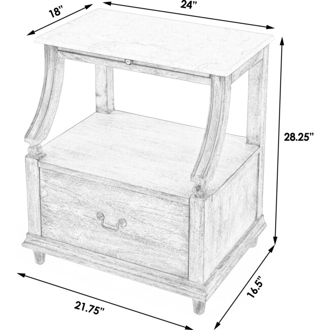 Danielle Marble Nightstand, White - Nightstands - 11