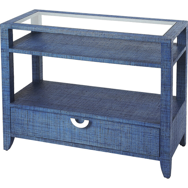 Amelle Raffia Console Table, Blue