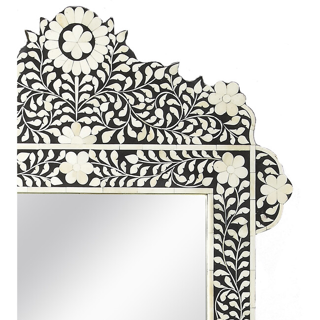Vivienne Crown Bone Inlay Wall Mirror, Black - Mirrors - 2