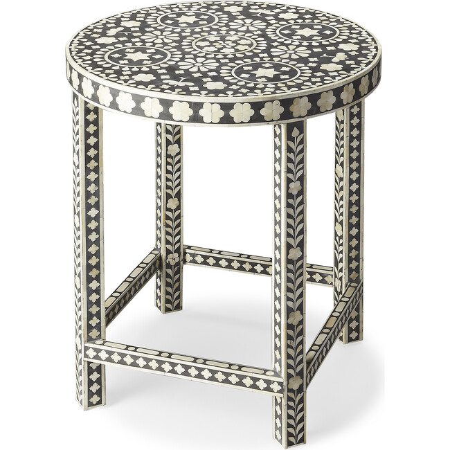 Gillian Bone Inlay Accent Table, Black - Accent Tables - 1