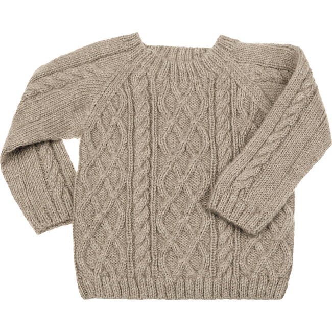 Cable Knit Sweater, Taupe - Sweaters - 1