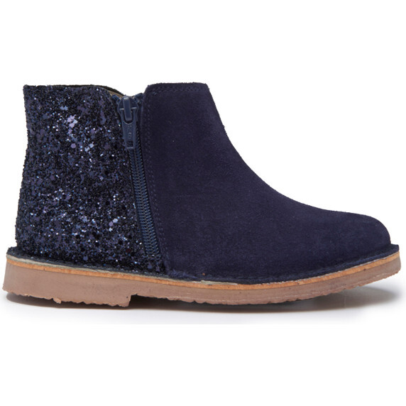 Glitter & Suede Chelsea Boots, Navy