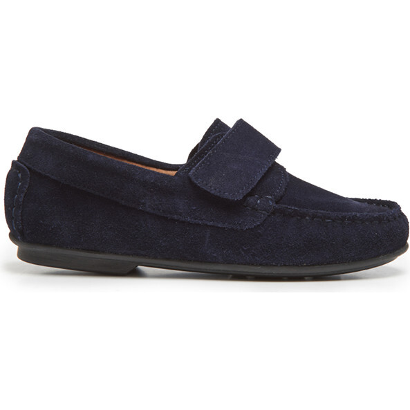 Suede Driving Loafers, Navy - Loafers - 1