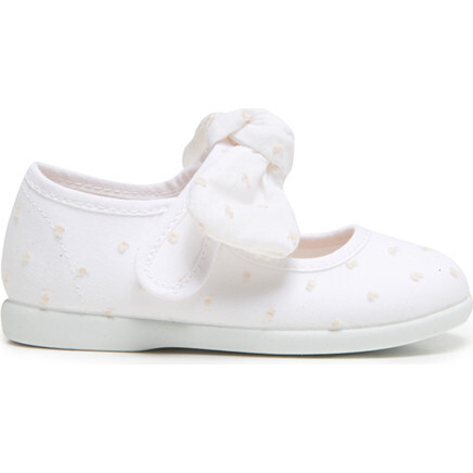 Swiss Dot Bow Mary Janes, White