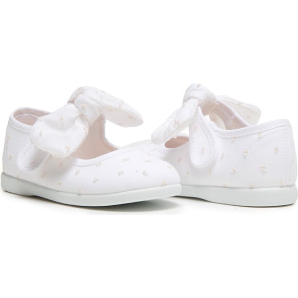 Swiss Dot Bow Mary Janes, White
