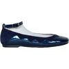 Patent and Suede Ankle Strap Ballet Shoes, Navy - Flats - 2