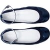 Patent and Suede Ankle Strap Ballet Shoes, Navy - Flats - 3