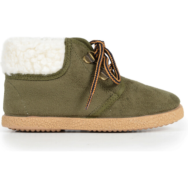McAlister Booties with Faux Shearling, Olive Suede - Boots - 2