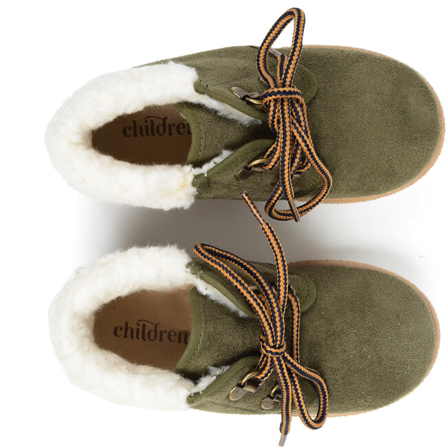 McAlister Booties with Faux Shearling, Olive Suede - Boots - 3