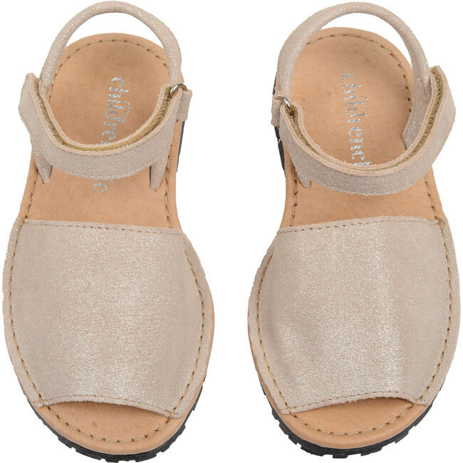 Leather Sandals, Nude Shimmer - Sandals - 2