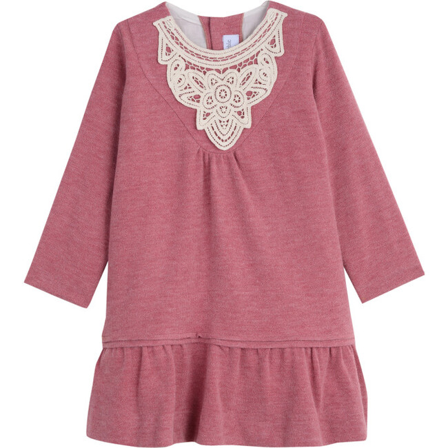Jersey and Lace Party Dress, Pink - Dresses - 1