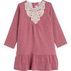 Jersey and Lace Party Dress, Pink - Dresses - 1 - thumbnail