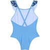 Ruffled Swimsuit, Blue Floral - One Pieces - 2