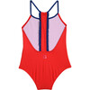 Sporty Ruffles Swimsuit, Red and Blue - One Pieces - 2