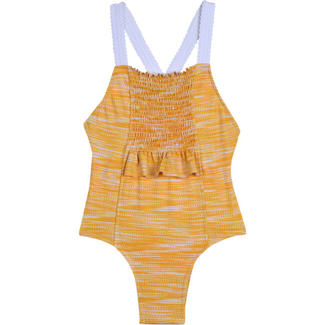 Smocked Swimsuit, Ikat Marigold - One Pieces - 1