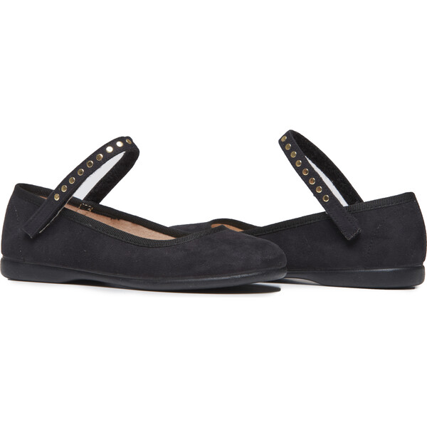 Mary Janes with Studs, Black Suede - Childrenchic Shoes | Maisonette