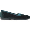 Criss-Cross Ballet Flats, Dark Green Velvet - Flats - 2