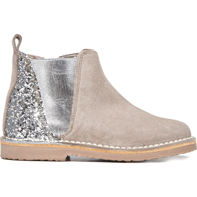 Chelsea Boots, Taupe Suede and Silver Sparkle - Childrenchic Shoes ...