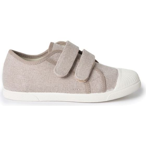 Canvas Double Velcro Sneakers, Taupe - Sneakers - 2