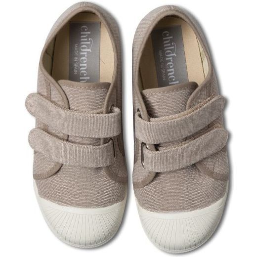 Canvas Double Velcro Sneakers, Taupe - Sneakers - 3