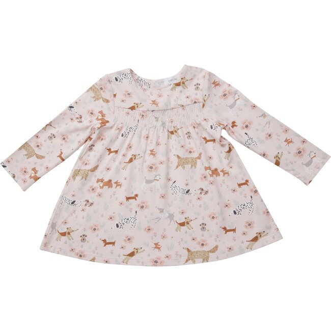 Floral Pups Smocked Top & Leggings, Pink