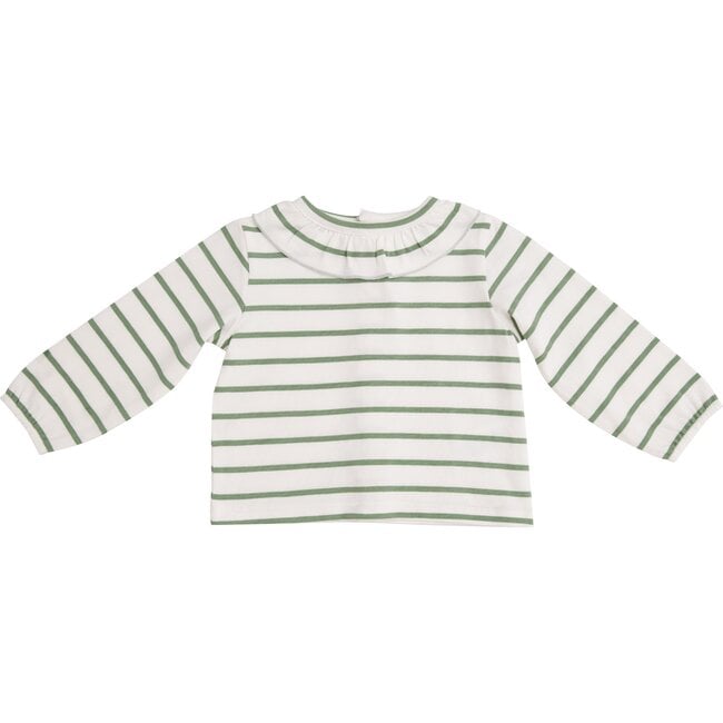 Green Stripe Blouse, Green - Blouses - 1