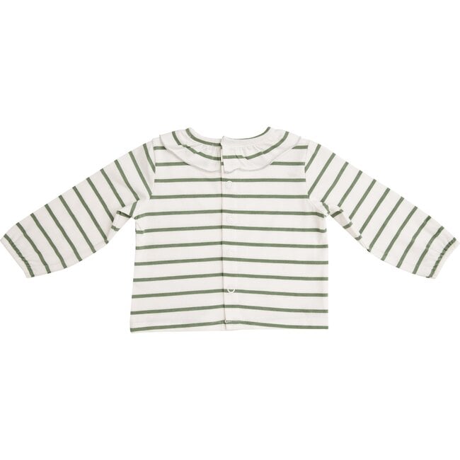 Green Stripe Blouse, Green - Blouses - 2